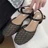 Fashion Vintage Woven Hollow Sandals Women Fashion Round Toe Ankle Strap Buckle Casual Shoes Elegant Comfortable Sandalias De Mujer