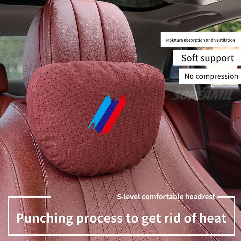 BLQ1 For BMW M X1 X3 X5 X6 G20 G30 E36 E39 E46 E90 E92 F15 F20 F25 F30 Car Headrest Neck Support Seat Lumbar Cushion Soft Neck Pillow