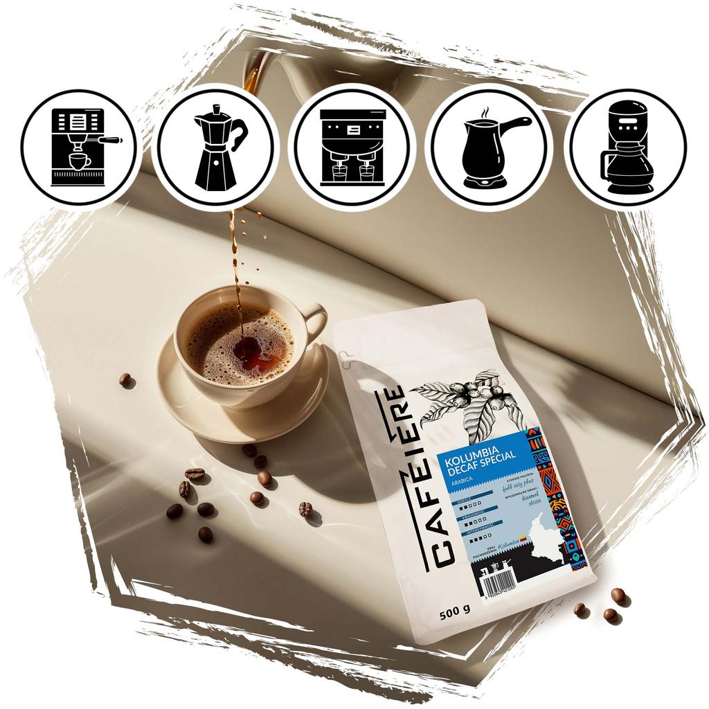Coffee beans cafeiere Arabica decaffeinated Colombia decaf special, 500 g
