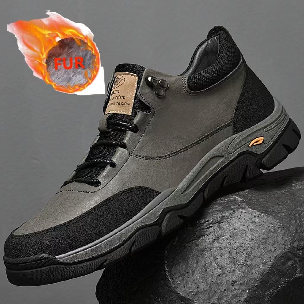 Fashion Men Casual Leather Shoes Classic Quality Anti-slip Wearable Large Size Climbing Shoes Outdoor Sneakers Trekking Leather Footwear