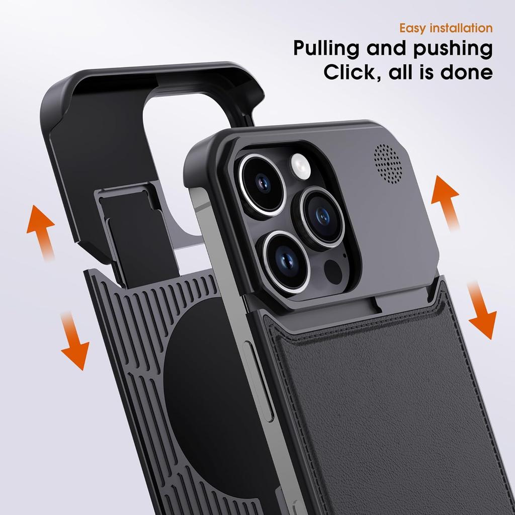 For iPhone 13 Pro Max Magnetic Case Leather+Aluminium Alloy Borderless Aromatherapy Phone Cover