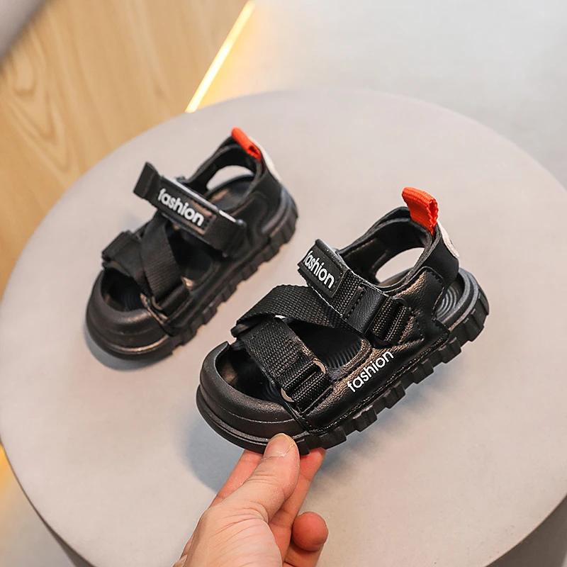 

Children Casual Sport Sandals Toddler Boys Girls Soft Sole Beach Shoes 3-6Y Kids Non-slip Designer Sandalias Sneakers Summer 21(insole 13.5cm) чёрный
