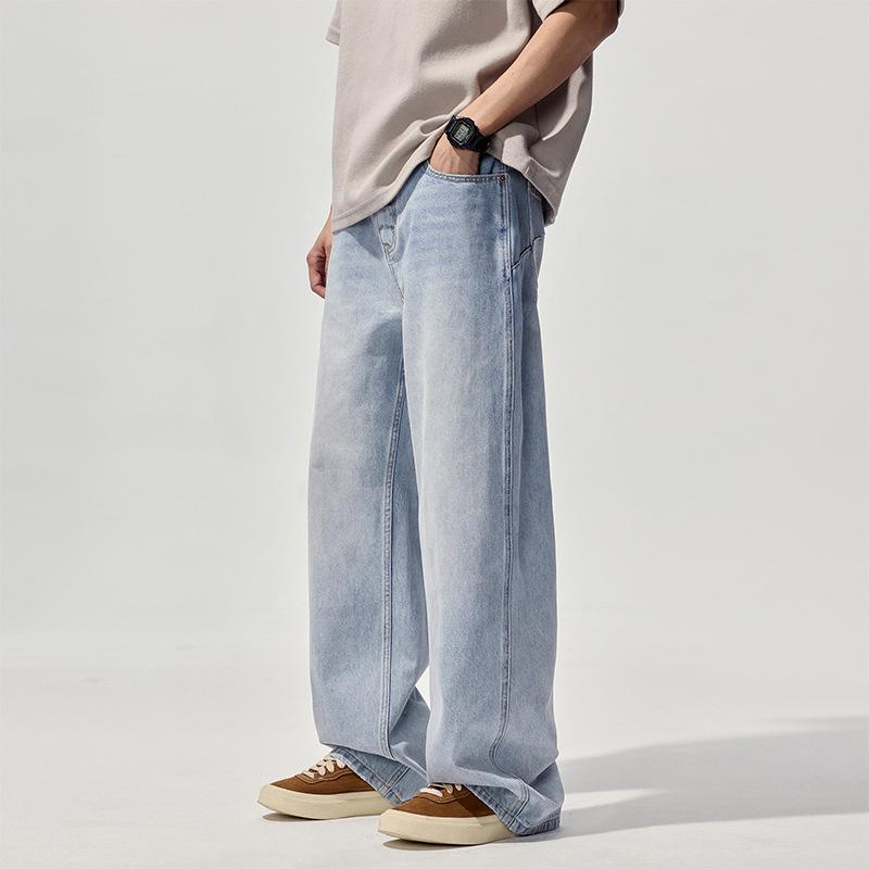 New Spring and Summer Loose American High Street Trousers Straight Wide-leg Jeans