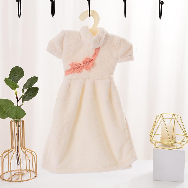 Chinese Style Qipao Soft Coral Fleece Hand Towel - Absorbent Kitchen Handkerchief, In Stock