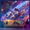 Blacklight Psychedelic Tapestry Tree of Life Astronaut Jellyfish UV Reactive Wall Hanging Trippy Home Decor