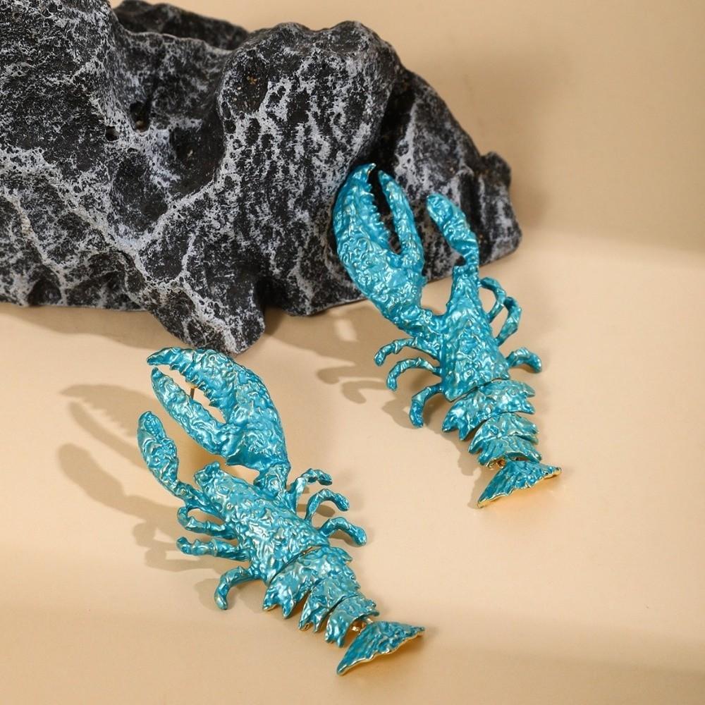 Large Size Lobster Earrings Metal Animal Drop Earrings Unique Crayfish Pendant Earrings Casual