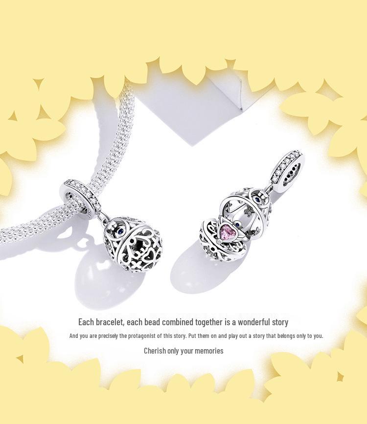 Ziyun Silver S925 Easter Egg Pendant: Fashionable, Openable, DIY Beaded Accessory SCC1465