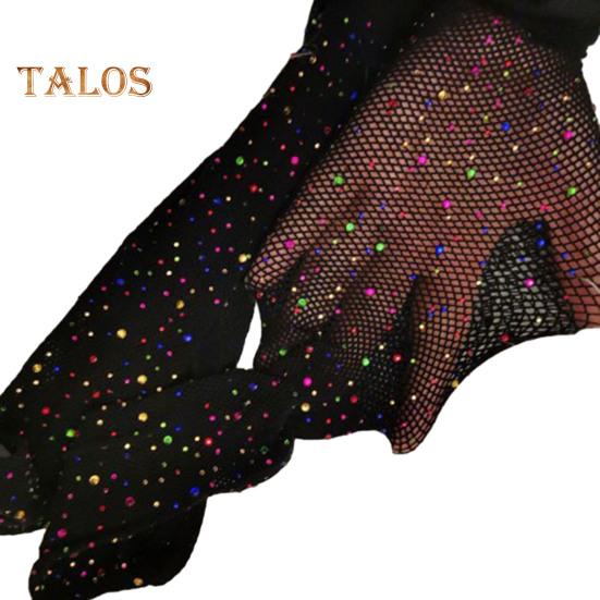 Women Sexy Pantyhose Shiny Rhinestone High Elasticity Anti-slip Ultrathin See-through Hollow Out Fishnet Soft Skinny Party Club Pantyhose
