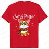 Kawaii Corgi Potter T-Shirt for Women Clothing Fashion Corgi Dog Lovers Cute Graphic Tees Short Sleeve Shirt Femme Streetwear
