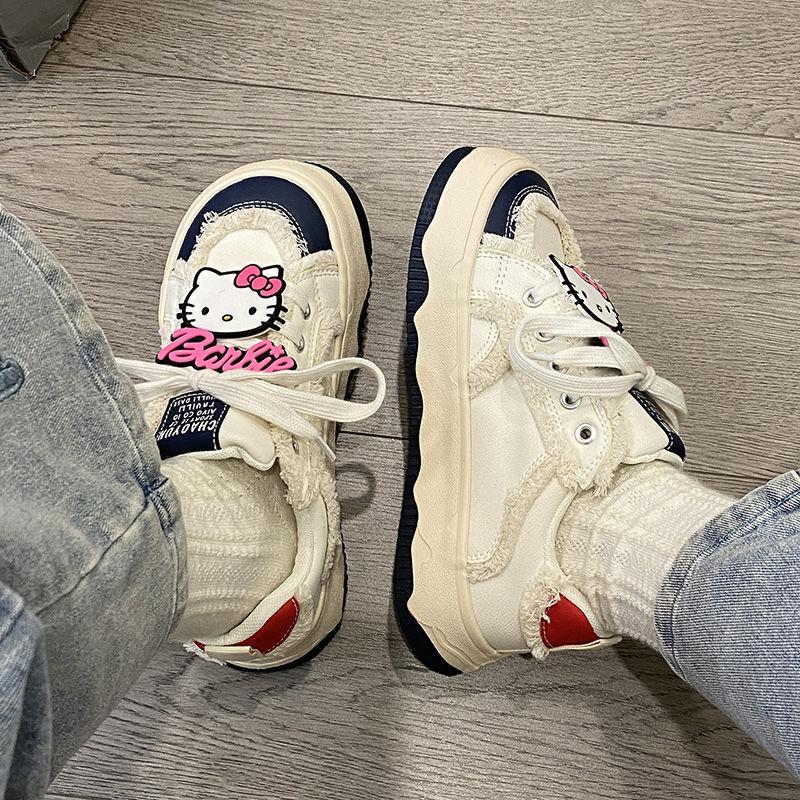 Maillard Guochao Kitty joint ugly cute big head shoes women 2025 new niche original platform white shoes women