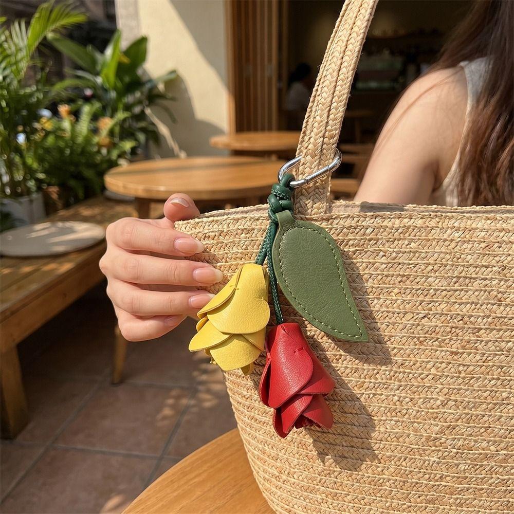 Hanger Pu Leather Tulip Pendant Colorful Bag Charm Trendy Bag Decoration  Women