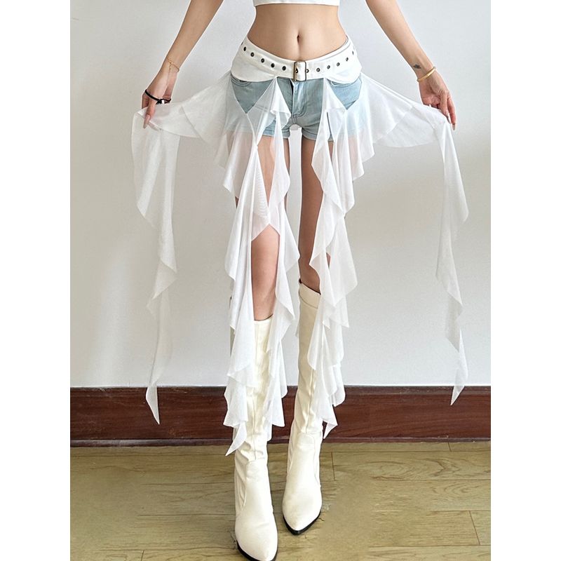 # Sisjuly# Sweet Cool Dancer Crush Jellyfish Streamer Tassel Skirt Female Pin Buckle Design All-Match Belt