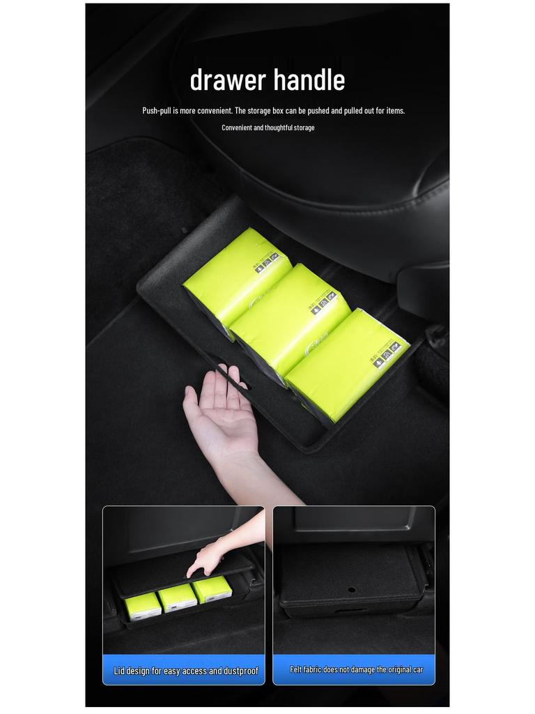 Fits Refreshed Tesla Model Y/3 Under-Seat Storage Box and Rear Trunk Side Storage Boxes