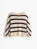 2026 Autumn/Winter Elegant Striped Knit Sweater - Sweet and Stylish Low Round Neck Pullover for Women