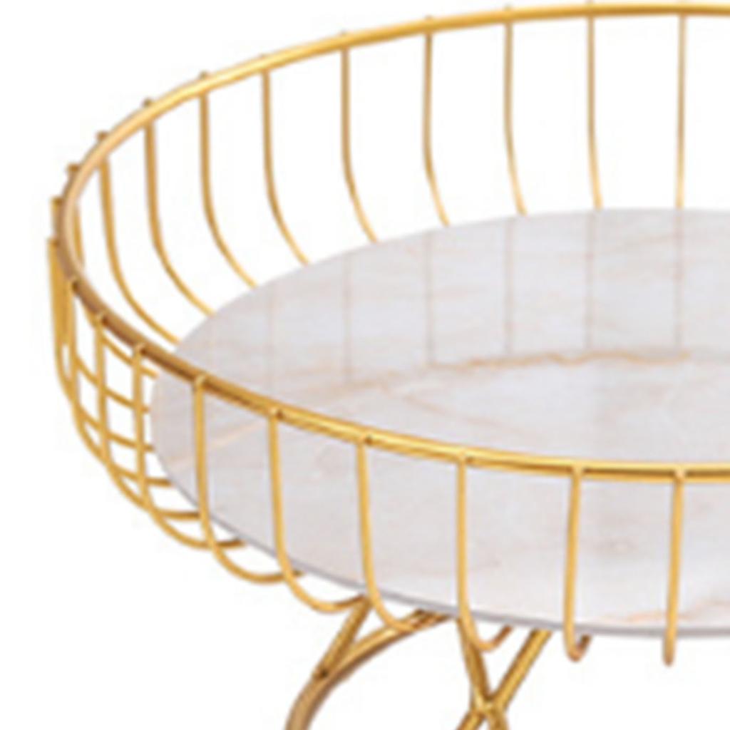 Fruit Tray Hollow Design High Foot Iron Marblel Decorative Practical Baking Paint Process Serving