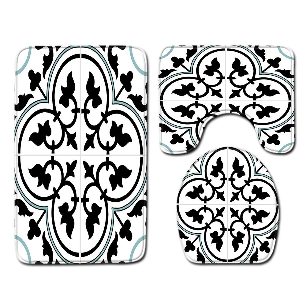 Marmorstrukturierte Toilette Dreiteilige Bodenmatte Fußmatte Badezimmerteppich