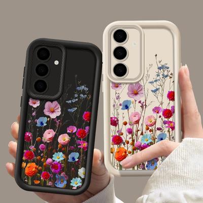 Fresh Flower Print Phone Cover For Samsung S24 FE S23 Ultra S22 Plus S21 S20 FE A55 A35 A54 A53 A52 A34 A15 A14 Shockproof Soft TPU Protection Case