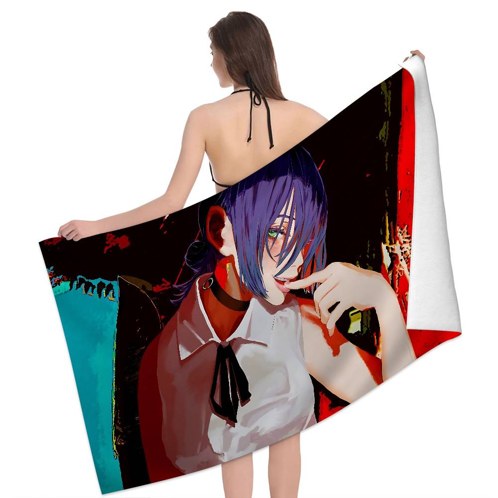 Popular Action Anime C-Chainsaw M-Man R-Reze A-Arc Microfiber Printed Beach Towel Yoga Beach Running Absorbent Soft Towel