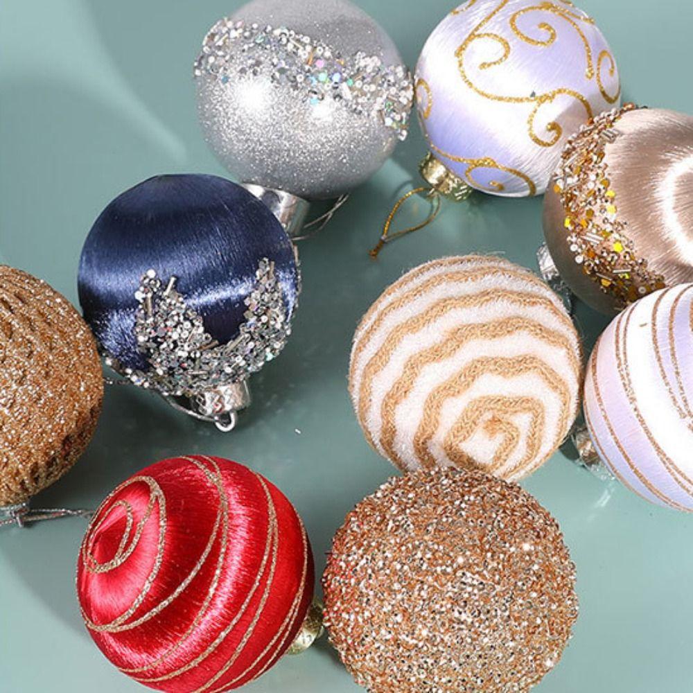 9pcs Painted Christmas Ball Set Big Hanging Ornament Crafts Christmas Tree Decoration Pendant Room