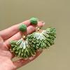 Steel needle raffia fan pendant earrings seaside vacation style temperament earrings niche high-end versatile earrings women