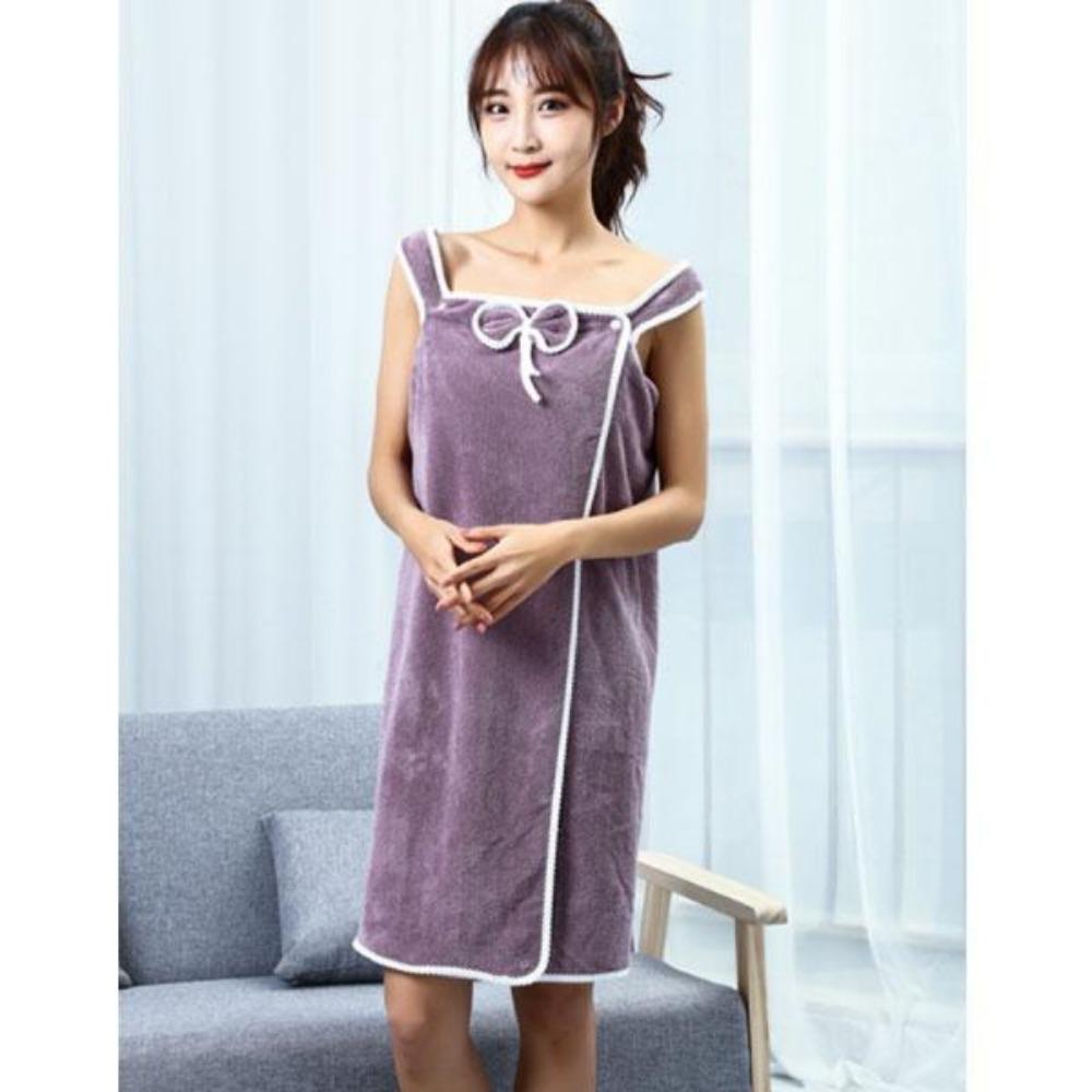 1PC Wearable Bath Towel Absorbent Quick Drying Bathrobe With Pockets Bow Decor Bath Wrap Towel Bathroom Supplies