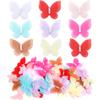 10pcs/lot Organza Fabric Butterfly Appliques Colorful Double-layer Meteor Gauze Pearl Butterfly For DIY Wedding Party Home Decor