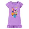M1233 Kids Girls Kpop Rumi Zoey Mira Print Short Sleeves Ruffle Dress