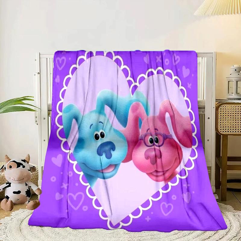Cartoon Blue dog Blanket Flannel Blanket for bed, sofa, Camping, Hiking, Picnic Essentials, gift for family Fan gifts