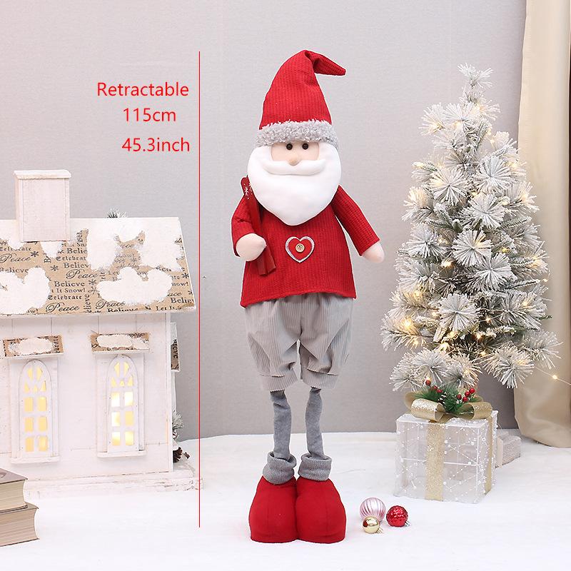 Christmas new red knitted fabric sitting and retractable old man snowman elk doll set decoration ornament