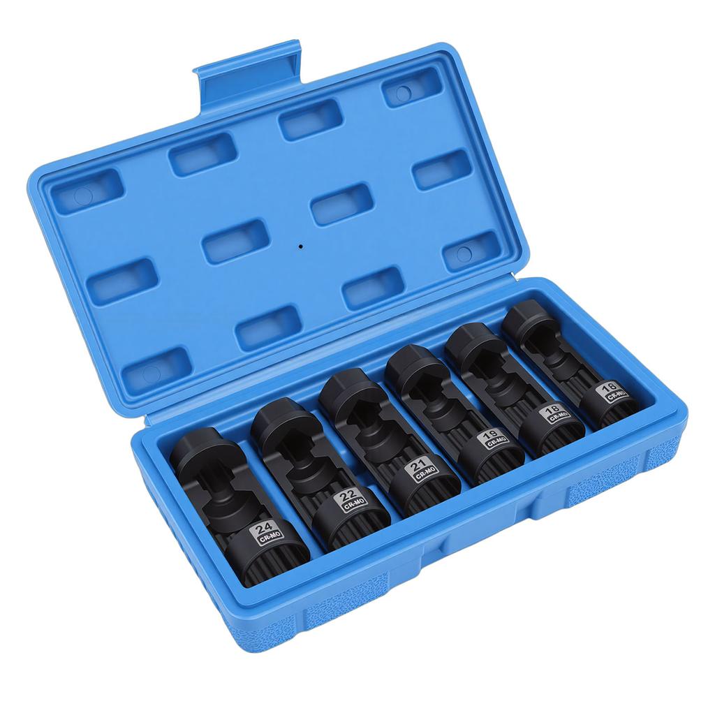 6ks Sada nástrčných klíčů na matice tlumičů 16mm 18mm 19mm 21mm 22mm 24mm   Sada klíčů pro demontáž matic tlumičů