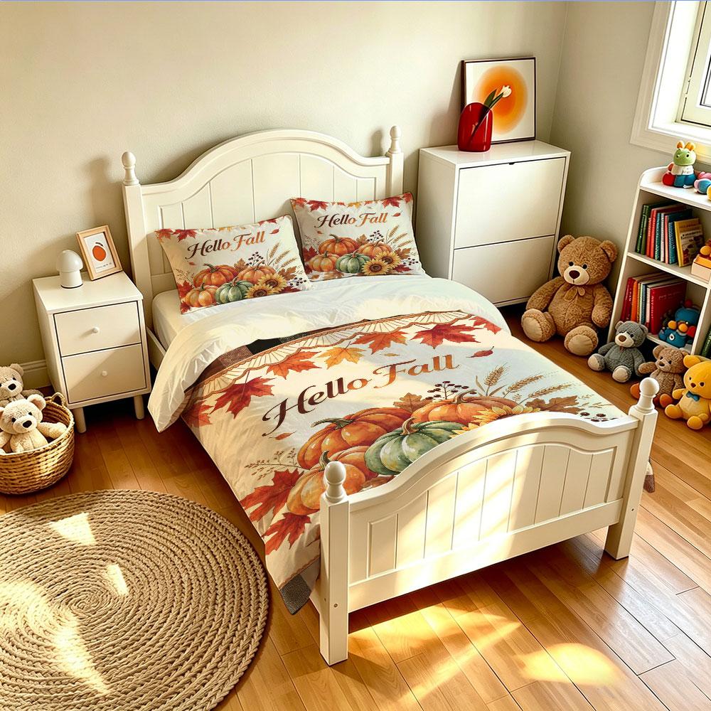 3pcs 90g polyester Hello Fall autumn decorative paintings featuring pumpkins sunflowers ideal soft home decoration