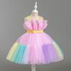 Girls Colourful Patchwork Princess Dresses Sleeveless Colour Patchwork Bowknot Dress Walking Piano Performance Dress 363  Girl's Favourite Dress