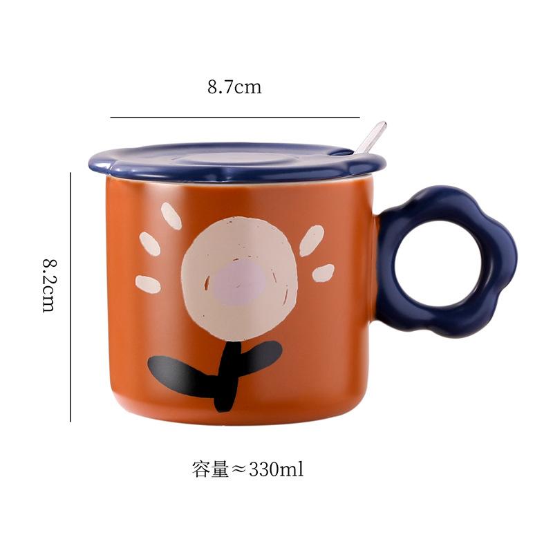 Underglaze Color With Lid Ceramic Mug Coffee Cup Women High Value Office Drinking Cup Women Internet Celebrity Water Cup