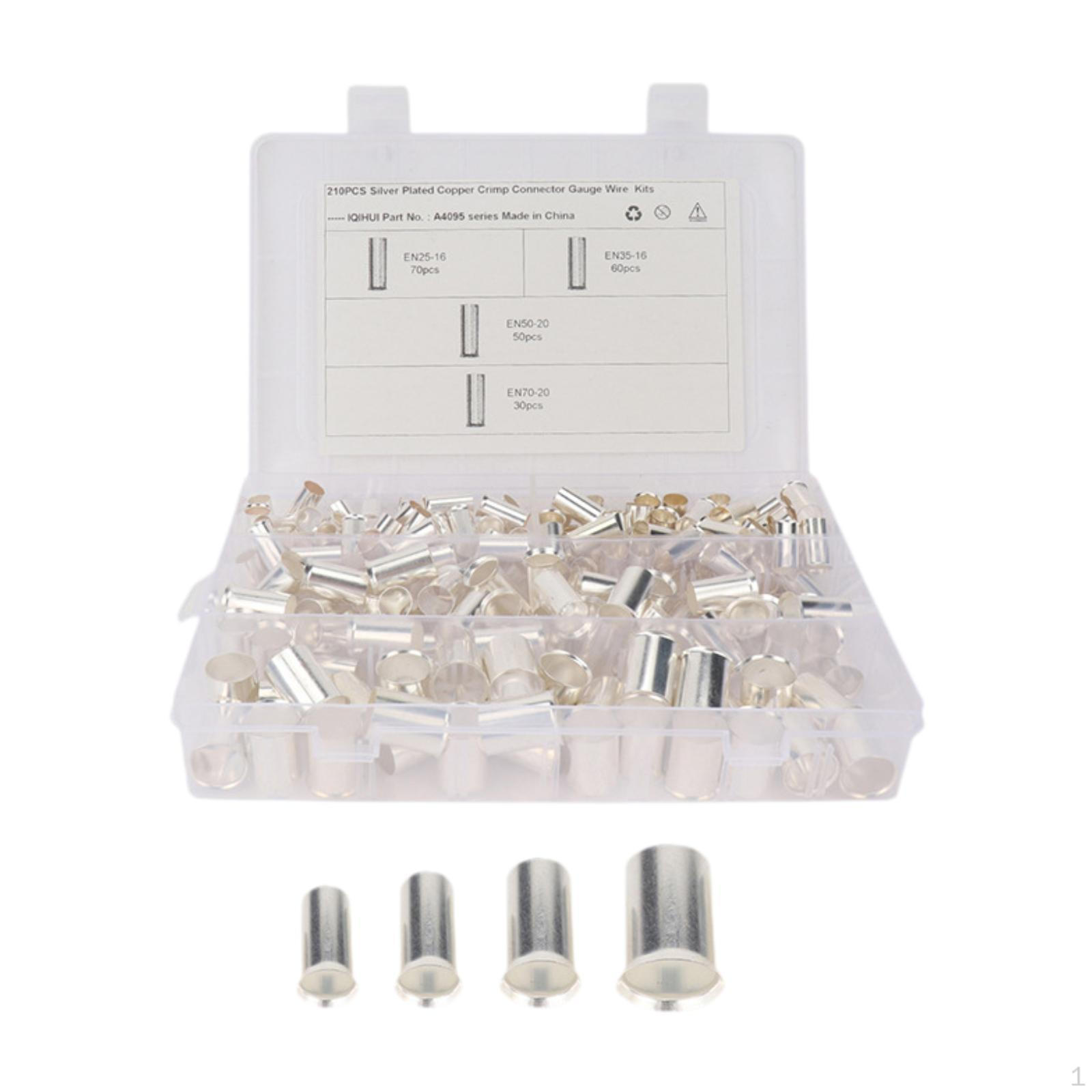 

210Pcs Wire Copper Butt Connector, Assortment ,Premium