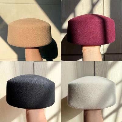 Elegant Top Hat 100% Wool Millinery Berets Fashion Pillbox Hat  for Party