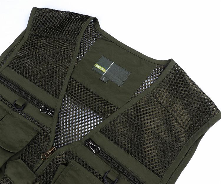 Men's Cross-Border Multi-Pocket Mesh Fishing Vest - Plus Size, Lightweight Summer Design