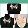 Geometric Double Layer Faux Pearl Necklace With Tassel For Women And Men