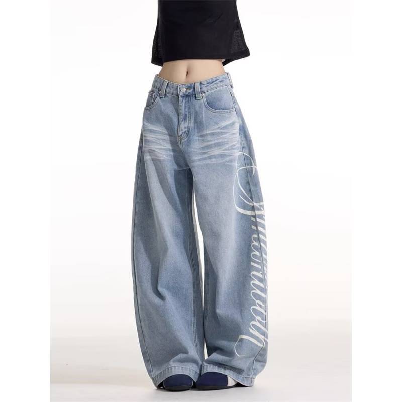 JYL Унисекс Широкие Штаны Черно-белая Клетка Бандана Bootcut Осень Шнурок Деним S янтарь