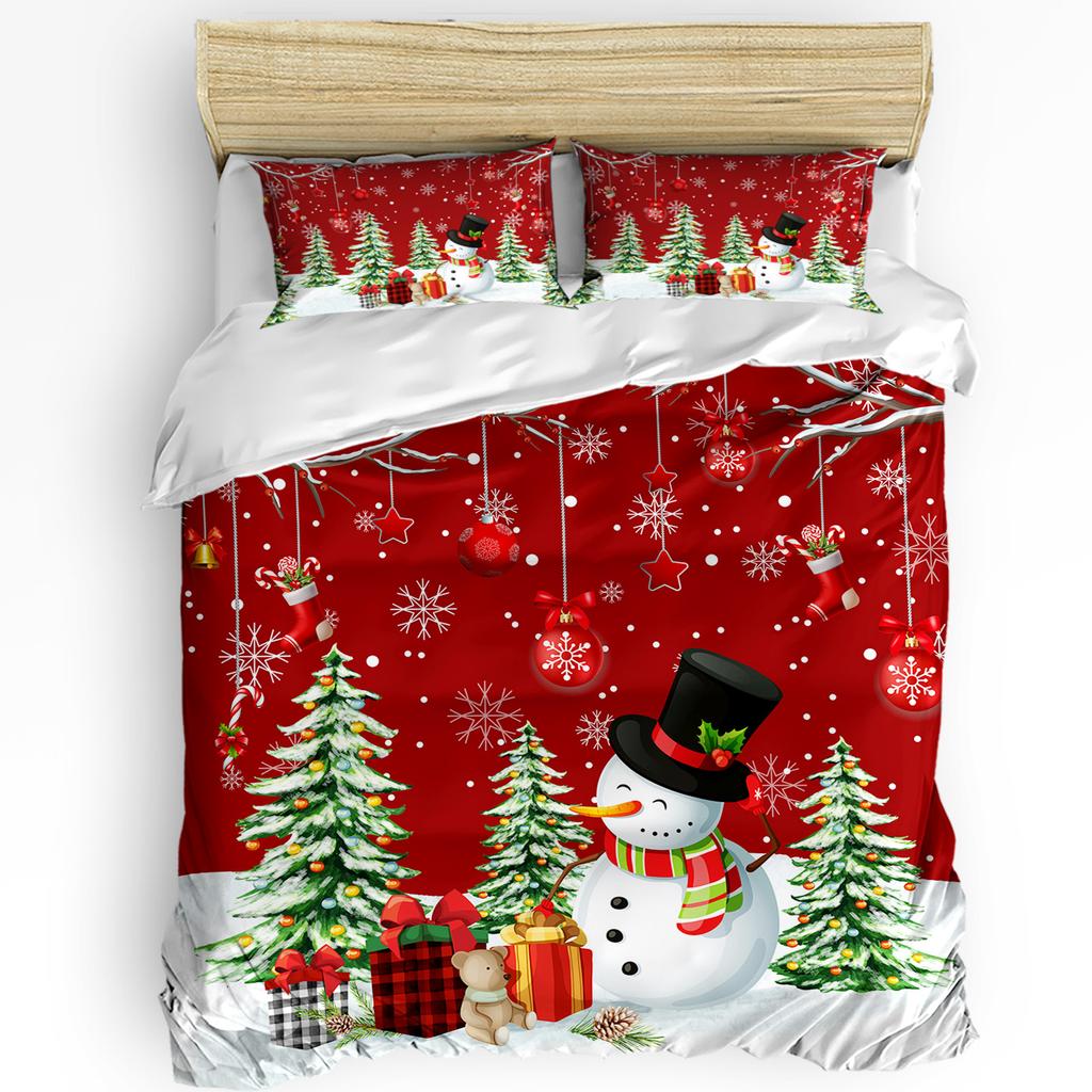 Christmas Snowman Truck Pinecone 3pcs Bedding Set For Double Bed Home Textile Duvet Cover Quilt Cover Pillowcase