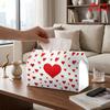 2D Flat 1pc, Tissue Box. Red Heart Pattern Napkin Dispenser, Reusable, Daily Desktop Tissue Organizer, Suitable for Kitchen Living Room Bedroom Bathro