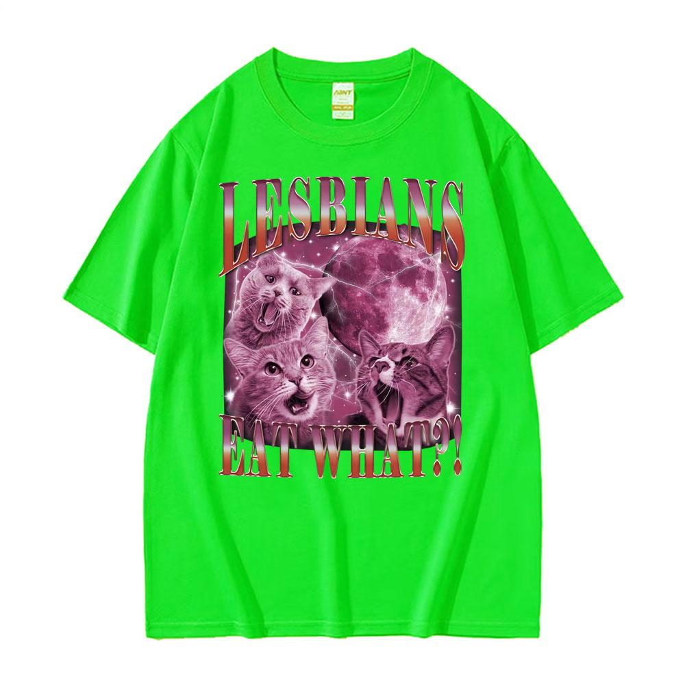 Лесбиянки Едят Что Смешные Милые Кошки Футболки Винтажные Хип-Хоп Графические Мем Футболки Мужские Женские Повседневные Комфортные Хлопковые Футболки Оверсайз 4XL
