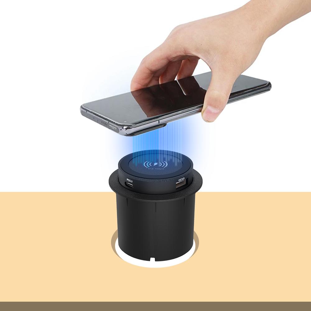 USB Type-C Embedded Wireless Charger Outlet Socket 15W Car Charger Quick Charge PD 3.0 For Camper Truck ATV Boat Car RV