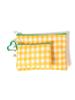 Ray Beams Flat Pouches (Set of 2) with Carabiners, Women's, Yellow, Free Size