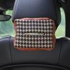 Multifunctional Knitted Houndstooth Hanging Backseat Car Tissue Box For Home And Vehicle