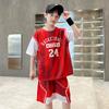Boys' 2026 new basketball suit set, summer Western style summer outfit, primary and secondary school training suit, performance suit, sports suit