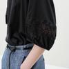 LESS 2025 Summer Half-Sleeve Round Neck Blouse
