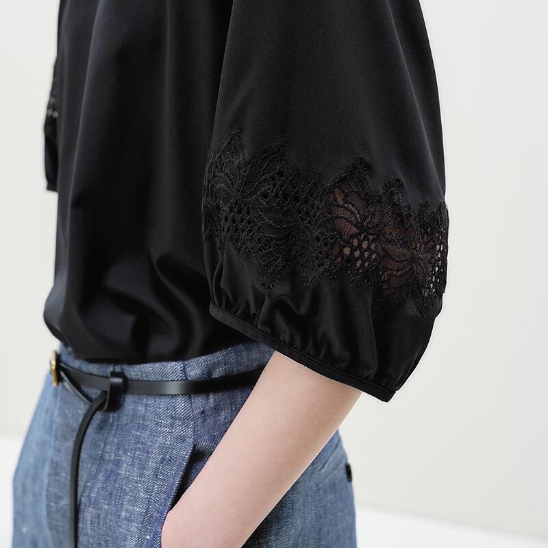 LESS 2025 Summer Half-Sleeve Round Neck Blouse