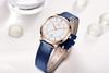 Stylish Women's Wristwatch In Blue, Waterproof, Ultra-thin, with a Leather Strap, Analog, Small, Simple Dial, Easy To Read, Slim, Lightweight, and