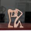Hand Carved Wood Human And Dog Figurine Handmade Wooden Men Women Puppy Statue for Office Home Decor Decorative Sculpture for Dog Lovers