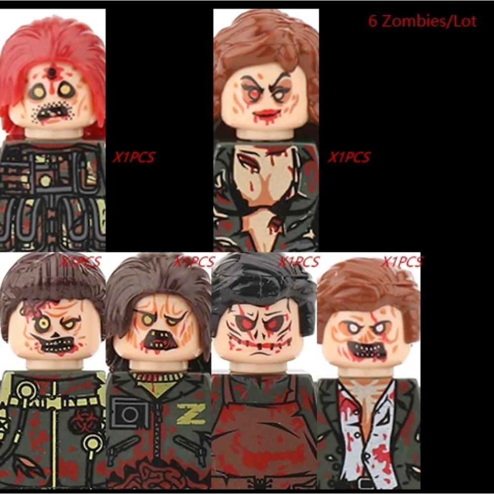MOC Halloweenské Zombie Figurky Stavební Kostky Dvojitá Hlava Křivý Krk Příslušenství Kostky Hračky Dětský Dárek